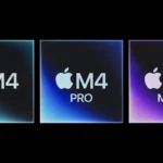 Ba chip Apple M4, M4 Pro và M4 Max đặt cạnh nhau cho thấy sự đa dạng của dòng chip Apple Silicon.