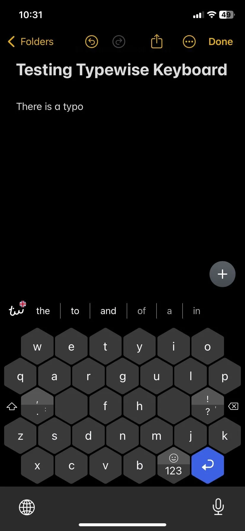 Bàn phím Typewise với bố cục phím lục giác độc đáo và các từ gợi ý