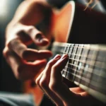 Bàn tay lỗi của AI DALL-E khi chơi hợp âm E thứ trên đàn guitar