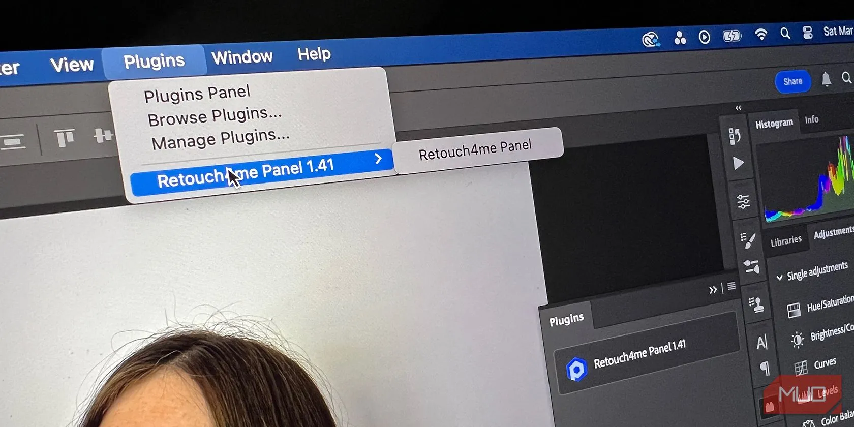 Bảng điều khiển Plugin trong Adobe Photoshop, minh họa các tùy chọn mở rộng