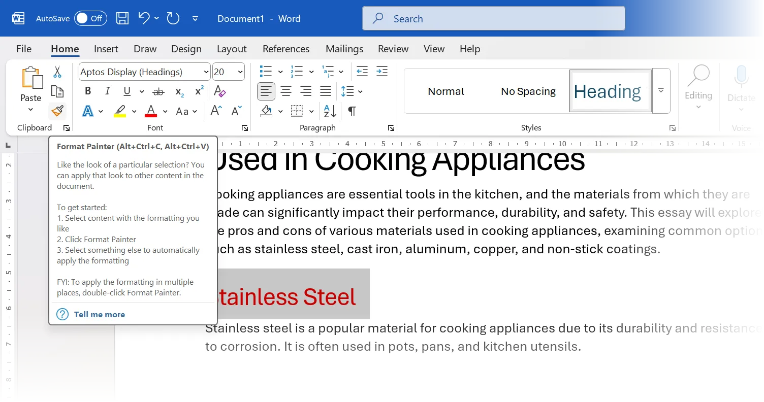 Biểu tượng Format Painter trong Microsoft Word, được sử dụng để sao chép và áp dụng định dạng nhanh chóng.