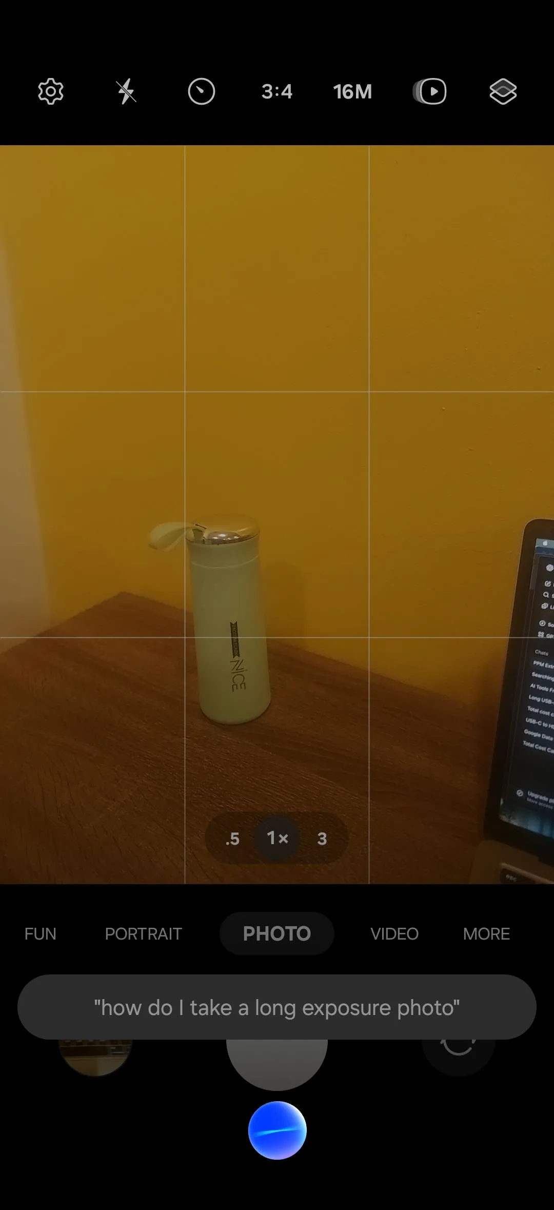 Bixby thực hiện thao tác chụp ảnh phơi sáng dài