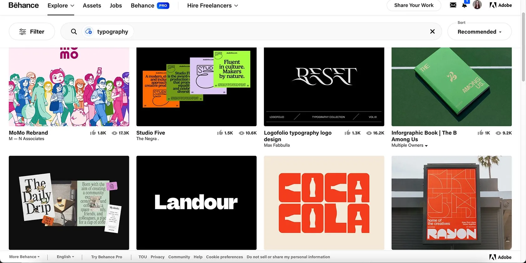bố cục typography trên Behance