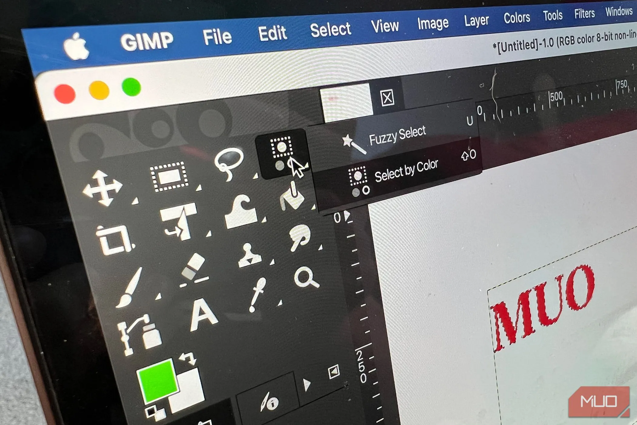 Các công cụ chọn vùng và thanh công cụ của GIMP