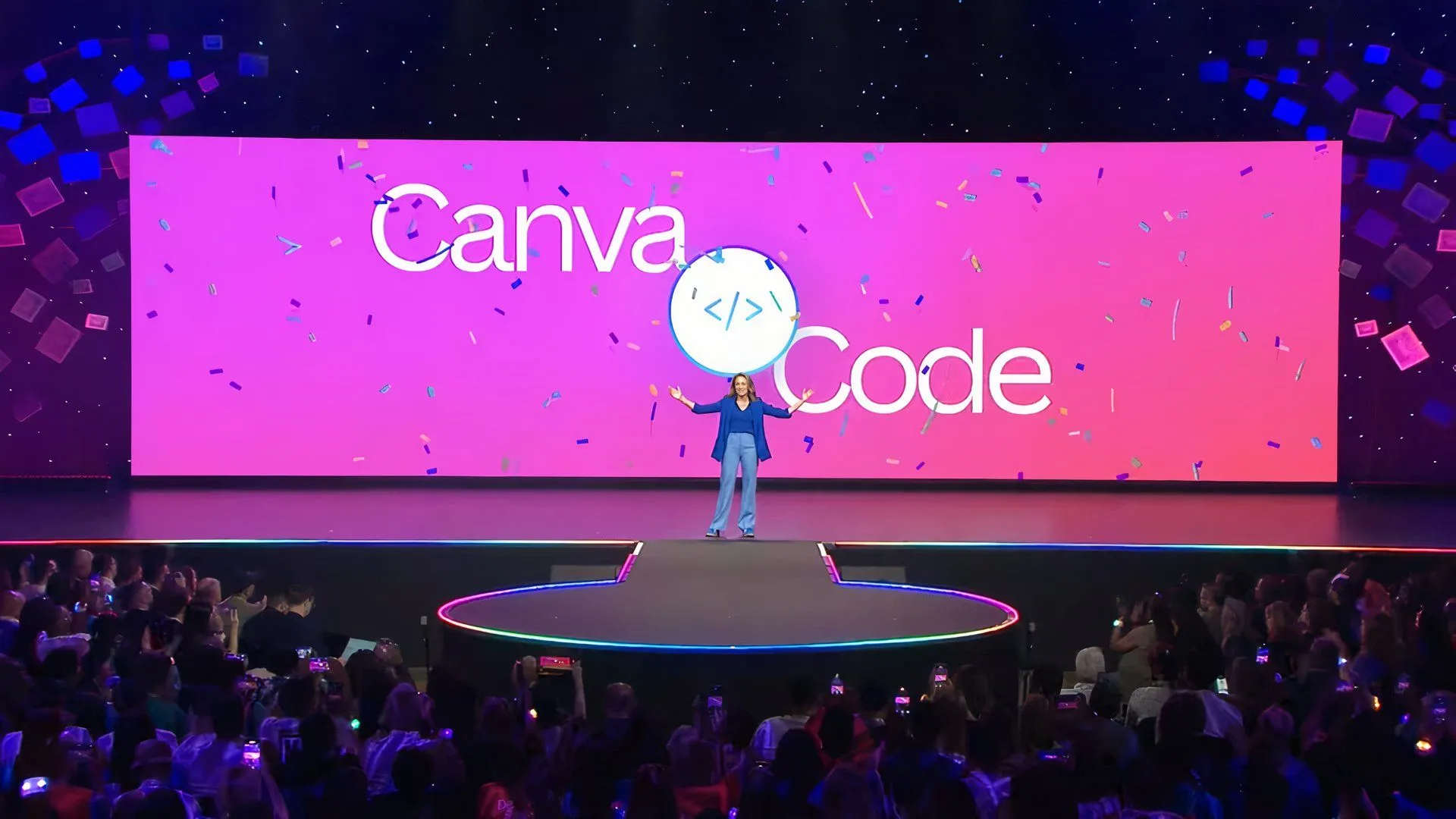 Các diễn giả tiết lộ Canva Code, một tính năng đột phá cho phép tạo sản phẩm chức năng mà không cần viết mã