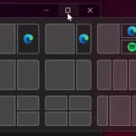 Các tùy chọn bố cục đa dạng của Windows Snap Layouts hiển thị ở góc trên bên phải của một cửa sổ ứng dụng, minh họa các cách chia màn hình khác nhau