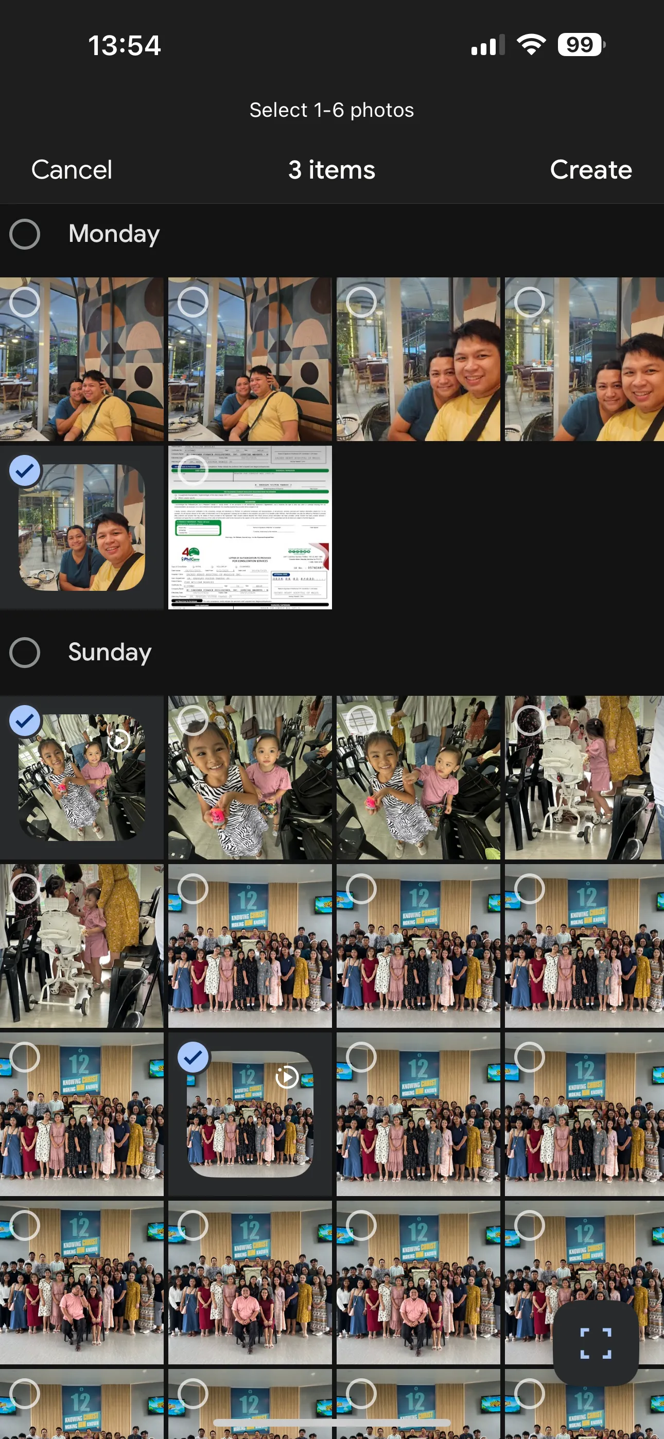 Các tùy chọn tạo album, ảnh ghép, video highlight và hoạt ảnh trong giao diện quản lý của Google Photos