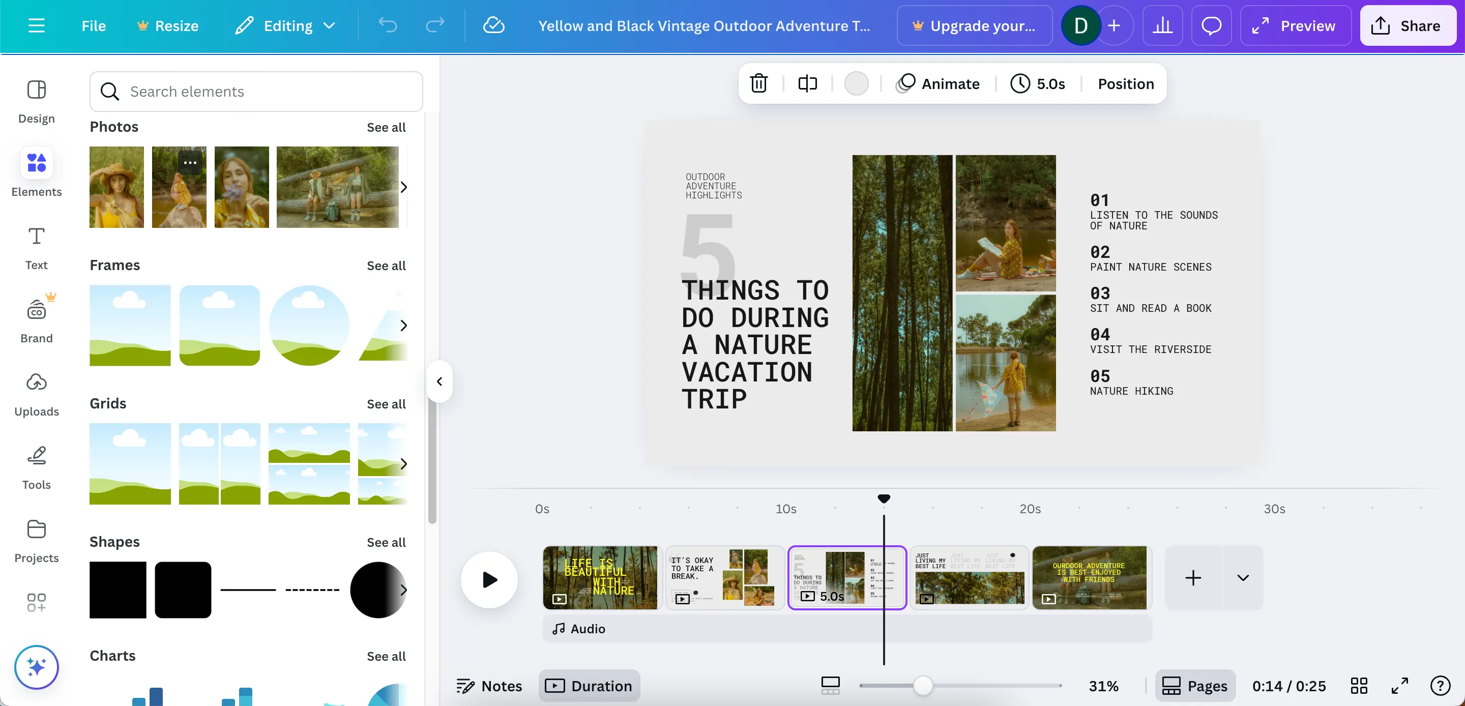 Các yếu tố đồ họa đa dạng cho video trong ứng dụng Canva