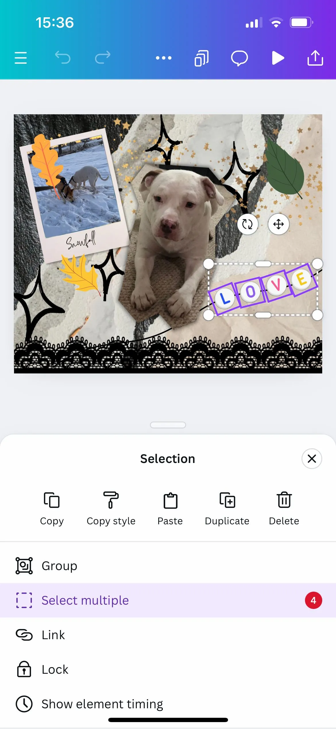 Cách chọn nhiều đối tượng trong ứng dụng Canva