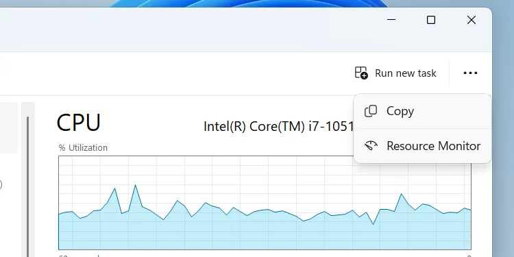 Cách mở Resource Monitor từ tab Hiệu suất của Task Manager