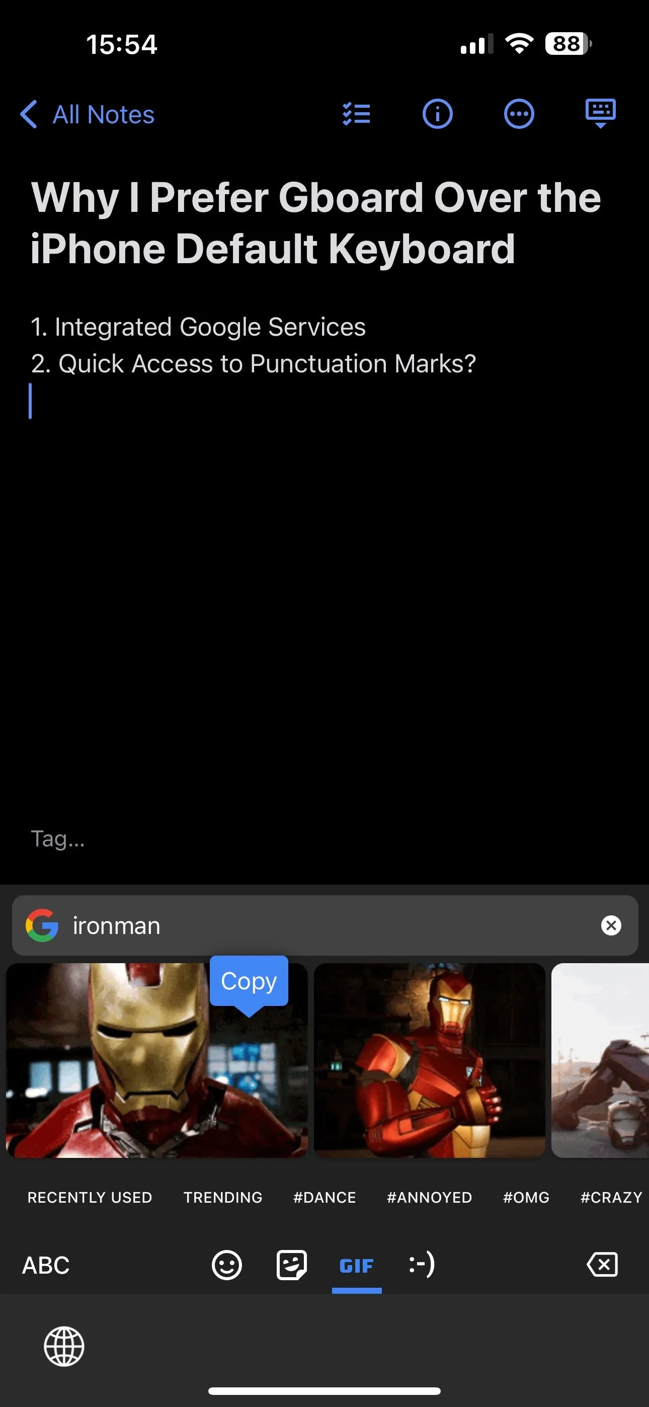 Cách sao chép và chèn GIF từ Gboard vào ứng dụng nhắn tin trên iPhone