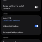 Cài đặt camera điện thoại Samsung để bật tính năng quay video không dừng nhạc