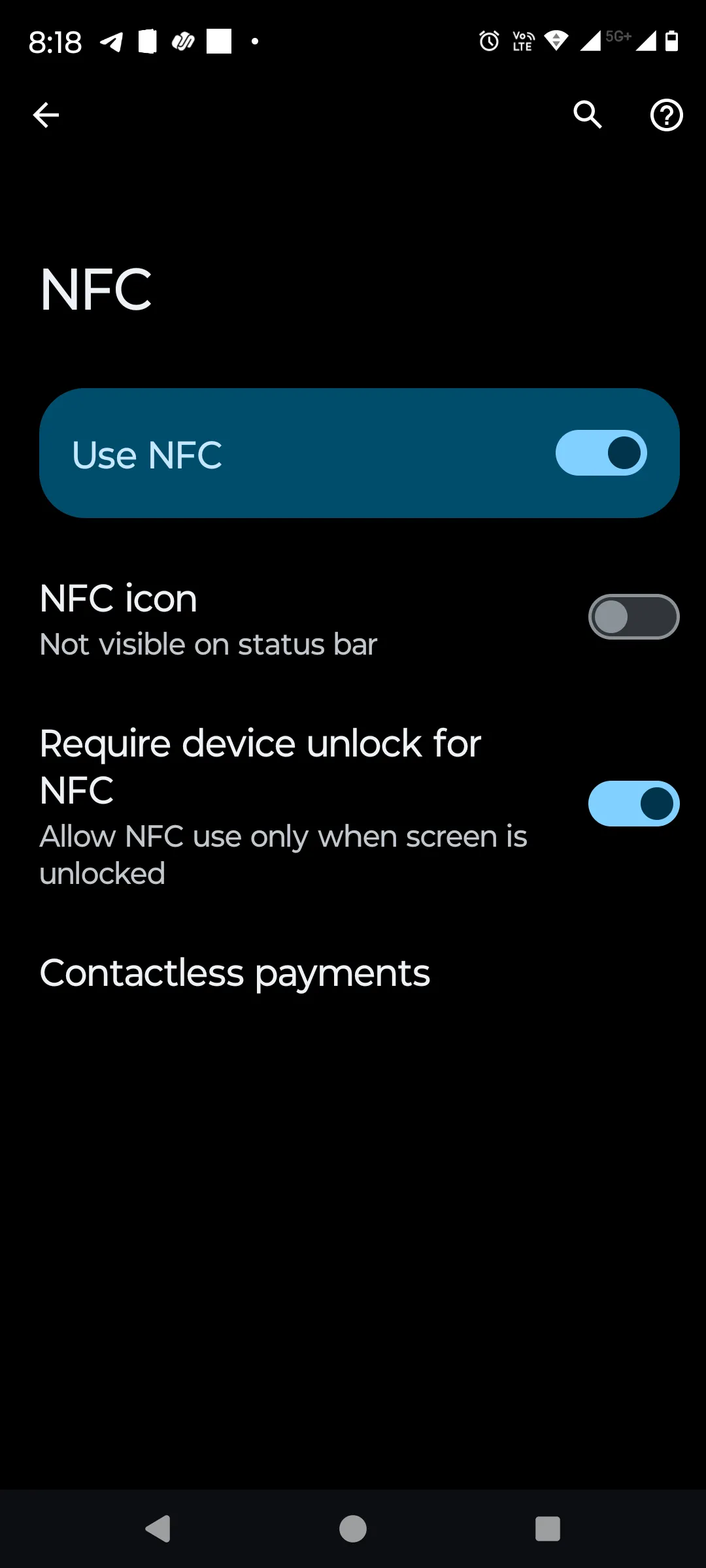 Cài đặt NFC trên điện thoại Android cho phép quản lý giao tiếp trường gần và thanh toán