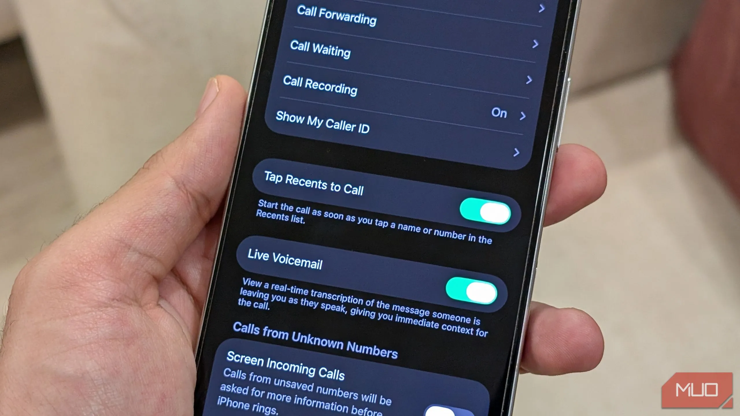 Cài đặt nhấn mục Gần đây để gọi trên iOS 26