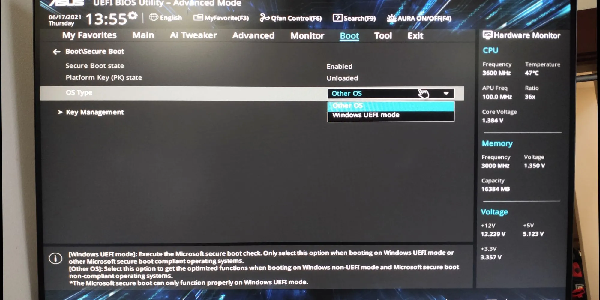 Cài đặt Secure Boot trong giao diện tiện ích BIOS/UEFI của ASUS