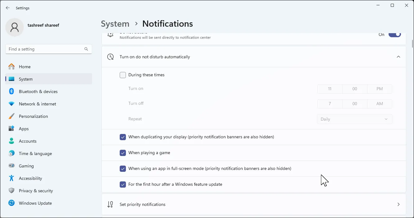 Cài đặt thông báo trên Windows 11, hiển thị tùy chọn tắt hoặc bật thông báo cho từng ứng dụng.