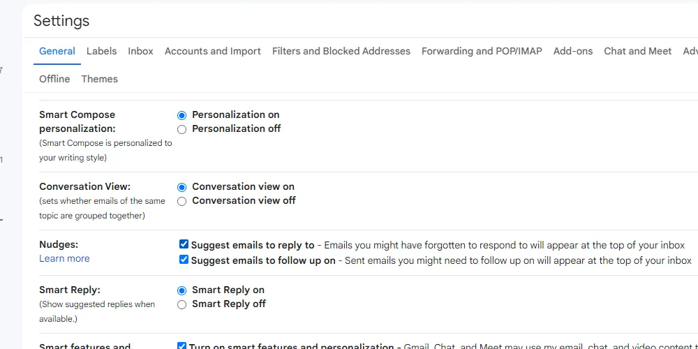 Cài đặt tính năng gợi ý (nudges) của Gmail để nhắc nhở email