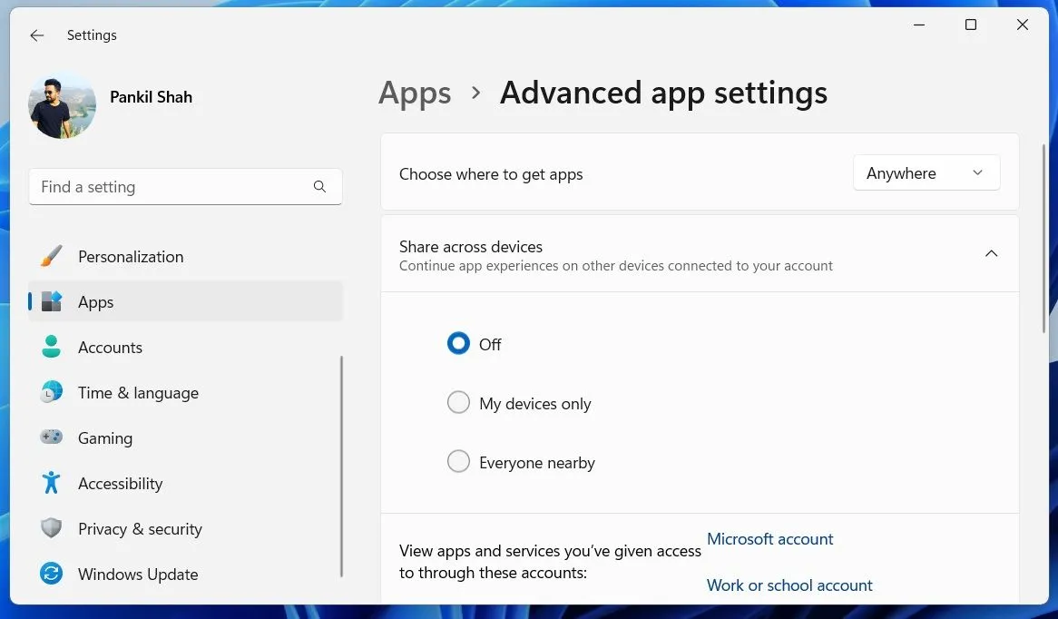Cài đặt ứng dụng nâng cao trên Windows 11 để quản lý chia sẻ xuyên thiết bị