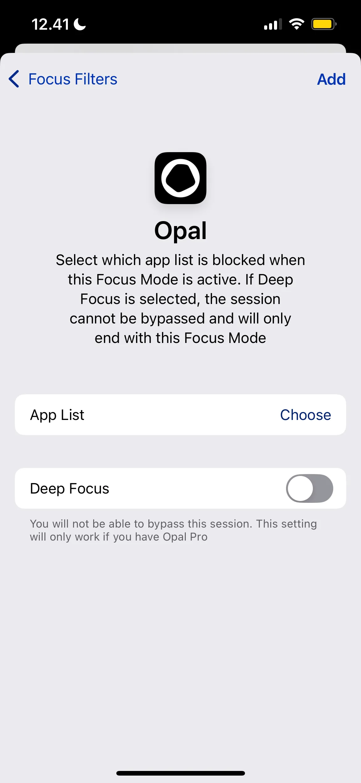 Cài đặt và tùy chỉnh ứng dụng Opal trong Focus Filters của iPhone