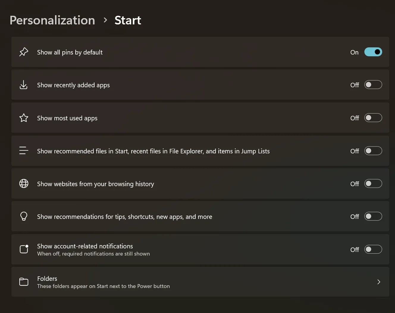 Cải tiến Start Menu Windows 11 bản Insider cho phép tắt đề xuất ứng dụng