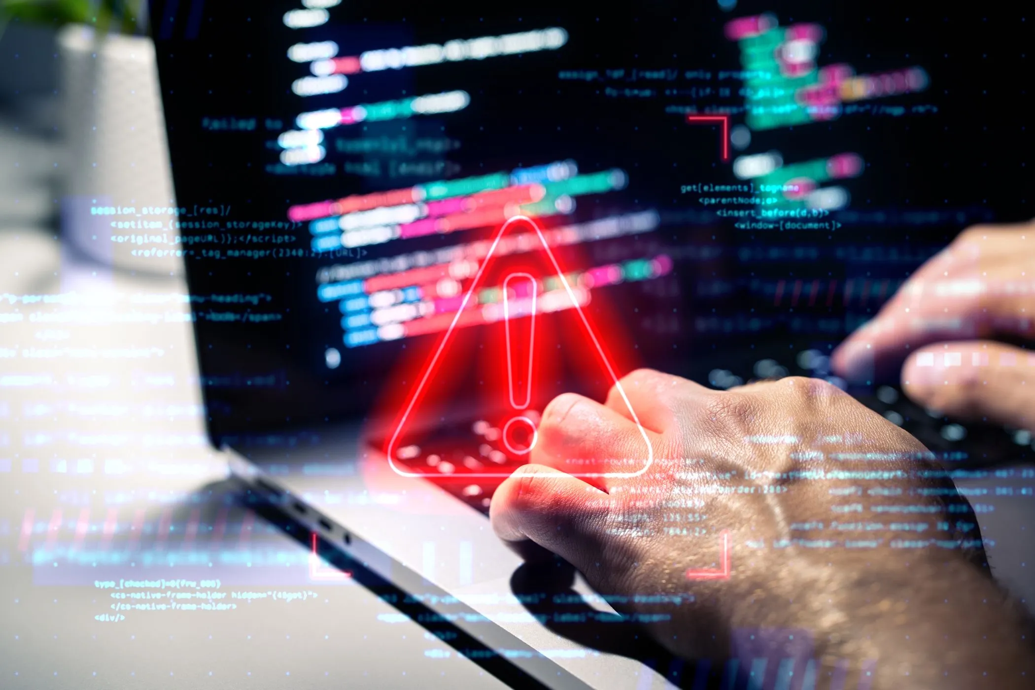 Cảnh báo rò rỉ dữ liệu trên màn hình laptop, biểu tượng bảo mật Dark Web