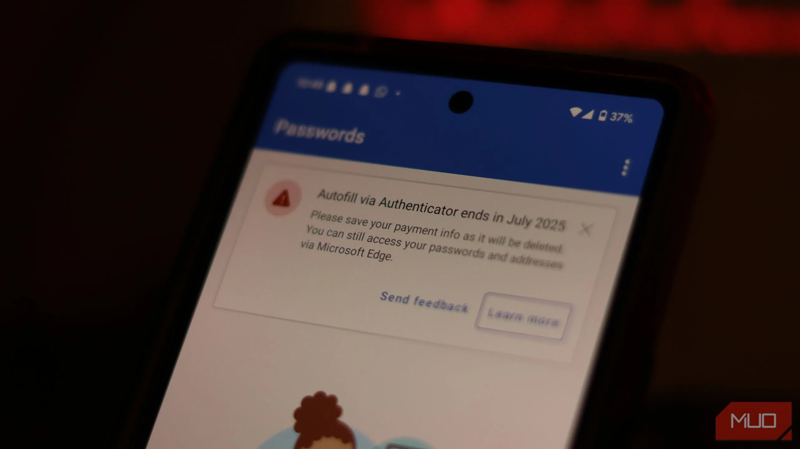 Cảnh báo từ Microsoft Authenticator về việc ngừng hỗ trợ tính năng tự động điền mật khẩu và quản lý mật khẩu