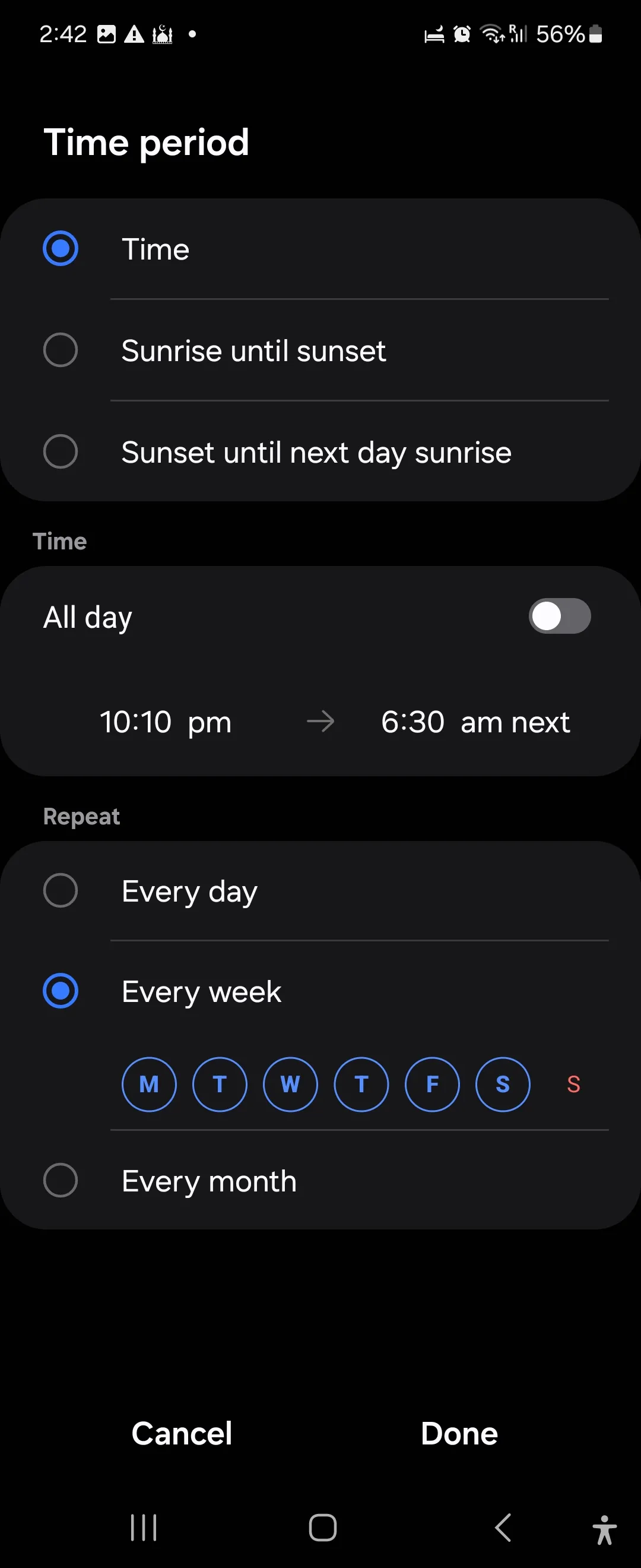 Cấu hình chế độ ngủ (Sleep Mode) trong Chế độ &amp; Quy trình Samsung (Modes and Routines) để thiết lập thời gian và điều kiện kích hoạt