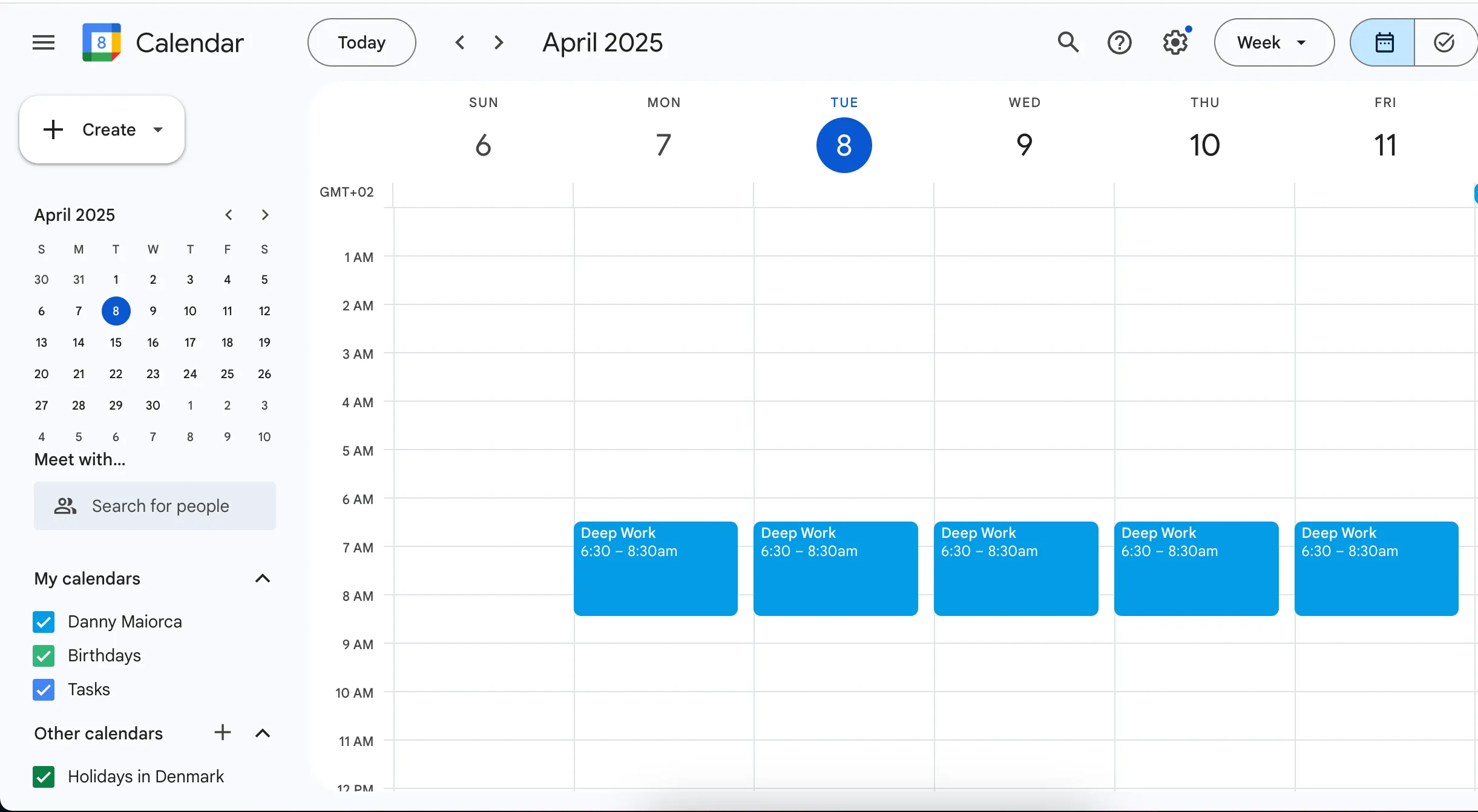 Chặn thời gian cố định cho công việc chuyên sâu trong ứng dụng Google Calendar