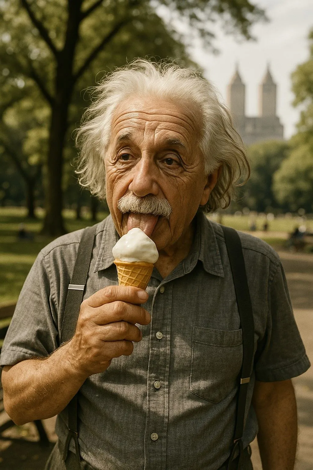 ChatGPT 4o tạo hình ảnh Einstein ăn kem sống động và chi tiết