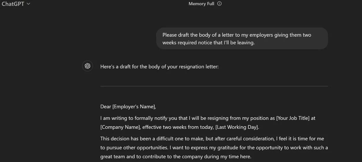 ChatGPT đang soạn thảo email mẫu