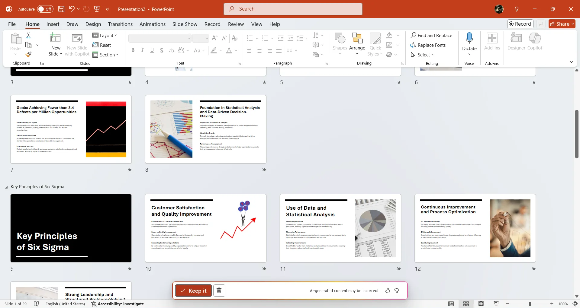 Chèn các slide do Copilot tạo vào bản trình bày PowerPoint.