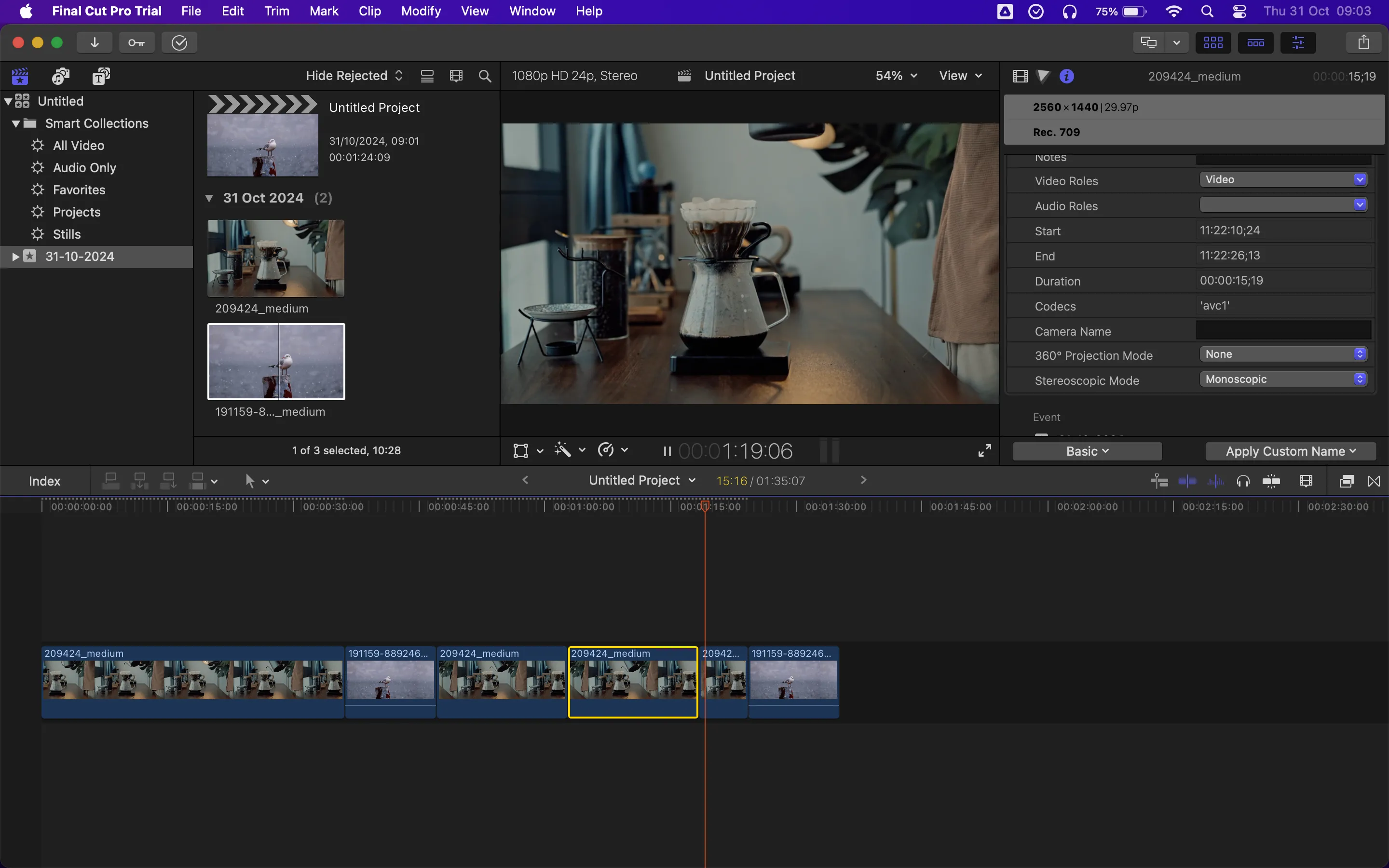 Chỉnh sửa video trên ứng dụng Final Cut Pro của Mac, thể hiện giao diện chuyên nghiệp và các công cụ dựng phim