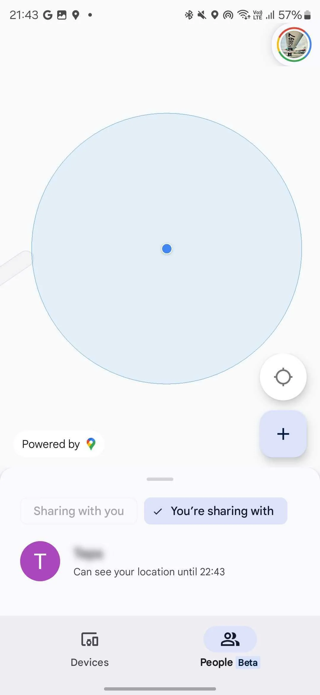 Chọn danh bạ Google để chia sẻ vị trí trực tiếp trong ứng dụng Find My Device