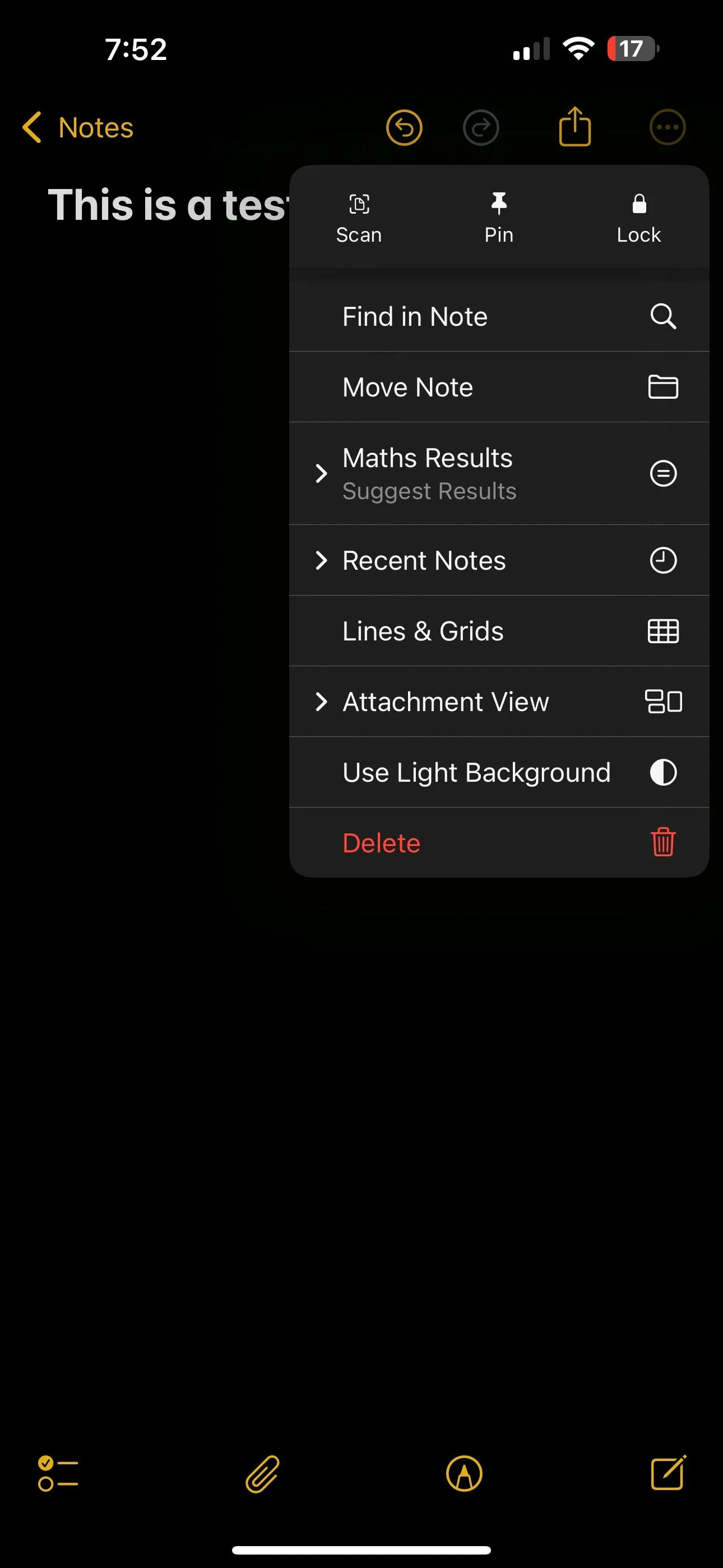 Chọn Ghi chú Gần đây từ menu ba chấm trong ứng dụng Ghi chú iOS 18
