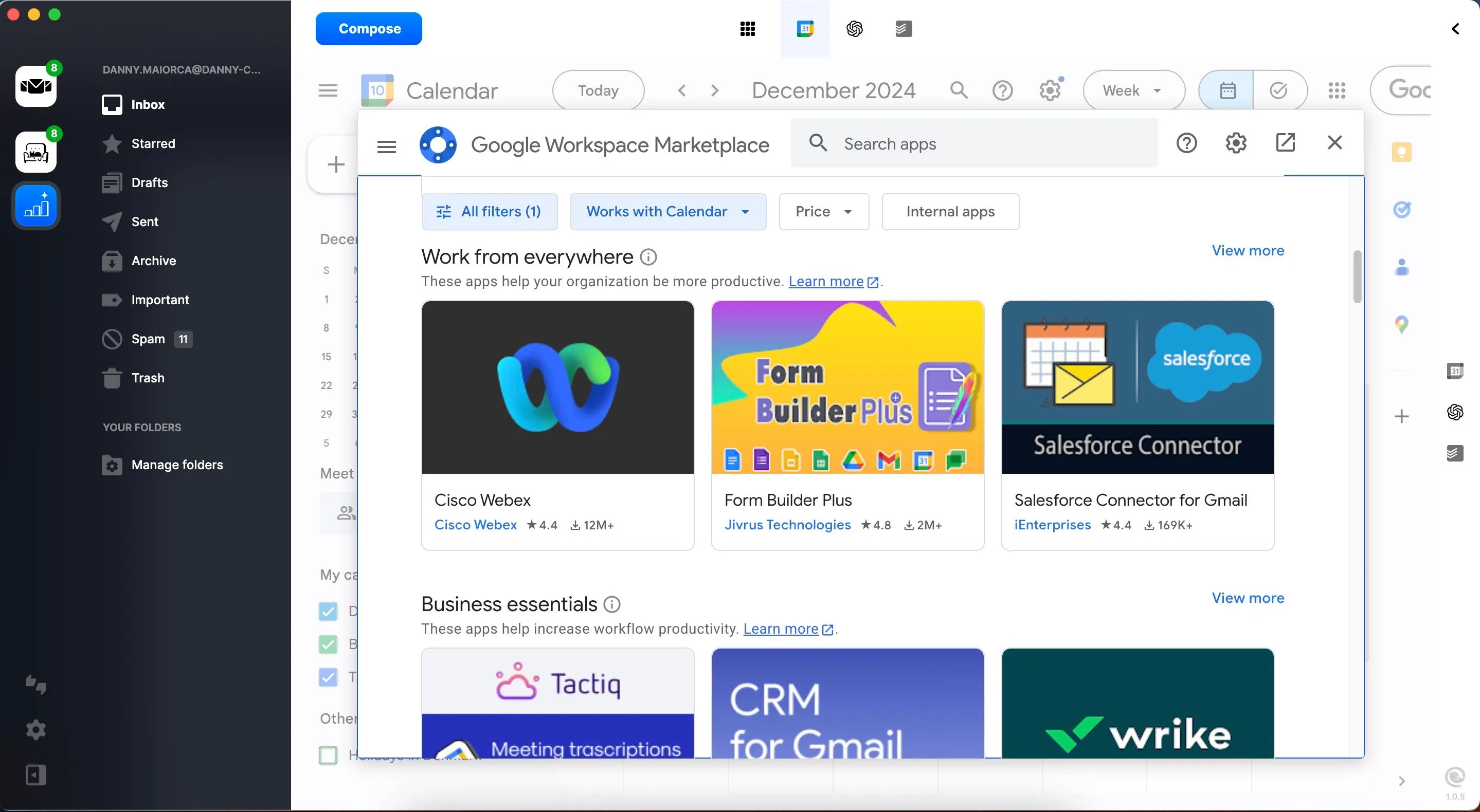 Chọn và thêm tiện ích bổ sung cho Google Calendar trong Mailbird để tăng cường năng suất