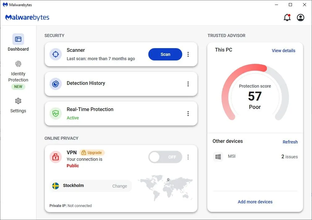Chương trình Malwarebytes Anti-Malware đang thực hiện quét toàn bộ hệ thống