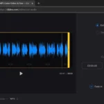 Clideo Audio Cutter giao diện chỉnh sửa âm thanh trực tuyến với tùy chọn Fade In Fade Out được chọn.
