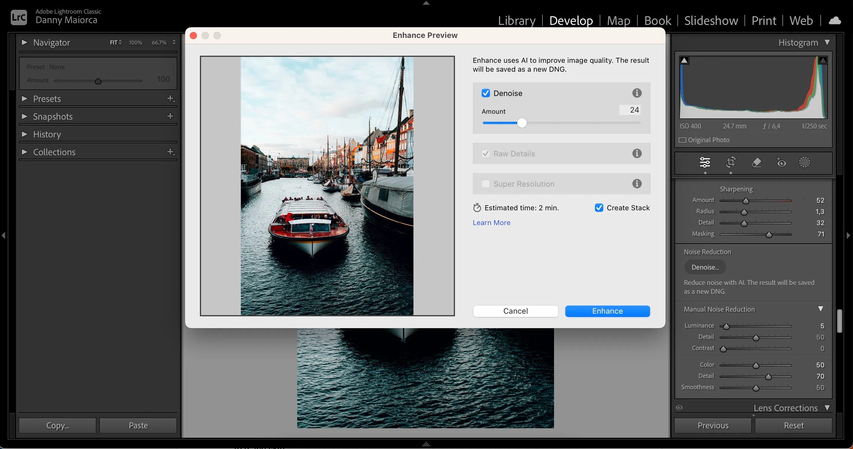 Công cụ Denoise AI trong Adobe Lightroom giúp giảm nhiễu hình ảnh hiệu quả, cải thiện chất lượng ảnh