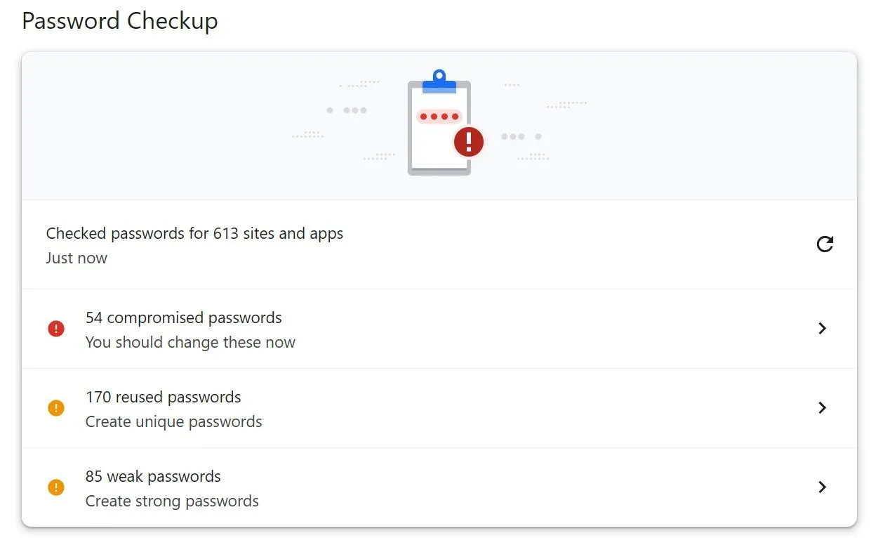 Công cụ kiểm tra mật khẩu của Google Password Manager trong Chrome