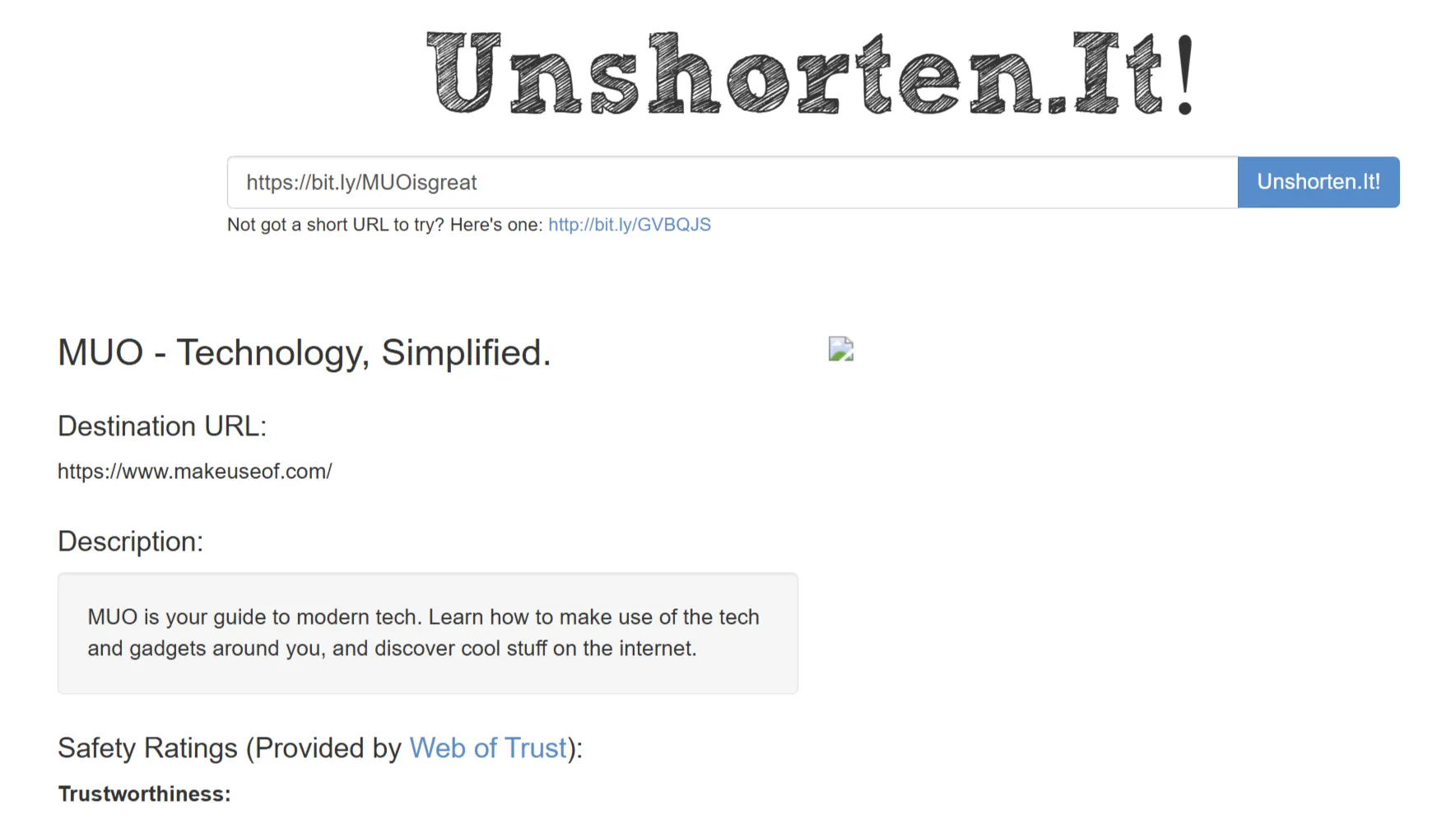 Công cụ Unshorten.it hiển thị URL đích của link rút gọn