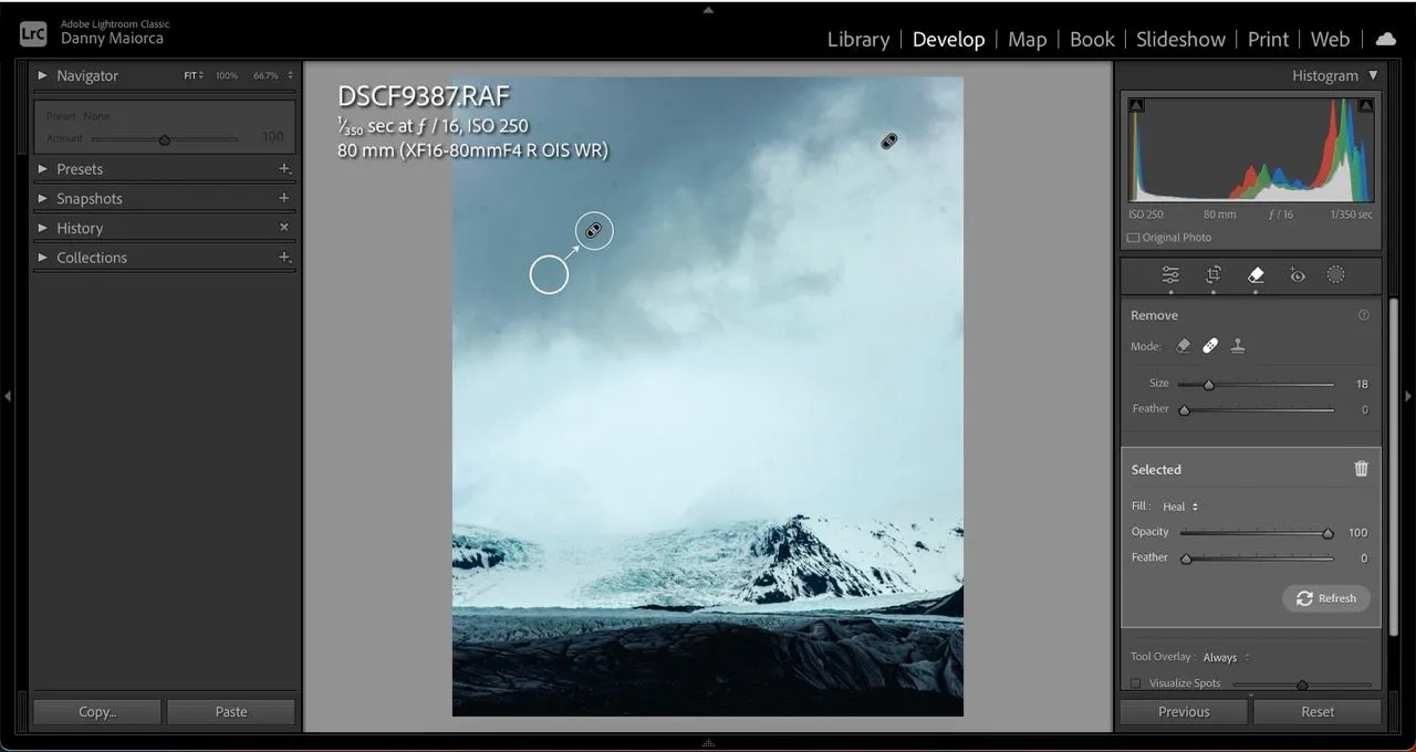 Công cụ xóa điểm trong Lightroom