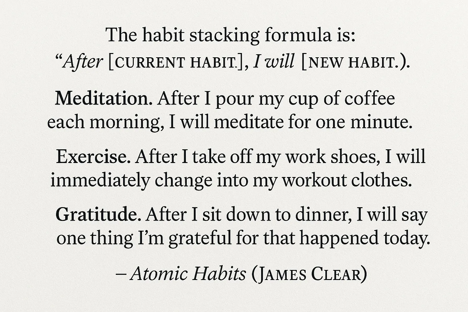 Công thức ghép nối thói quen theo James Clear từ sách Atomic Habits