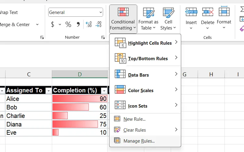 Cửa sổ Conditional Formatting Rules Manager của Excel, hiển thị danh sách các quy tắc định dạng có điều kiện hiện có để người dùng quản lý và chỉnh sửa.