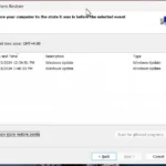 Cửa sổ System Restore trong Windows 11 hiển thị các điểm khôi phục hệ thống có sẵn