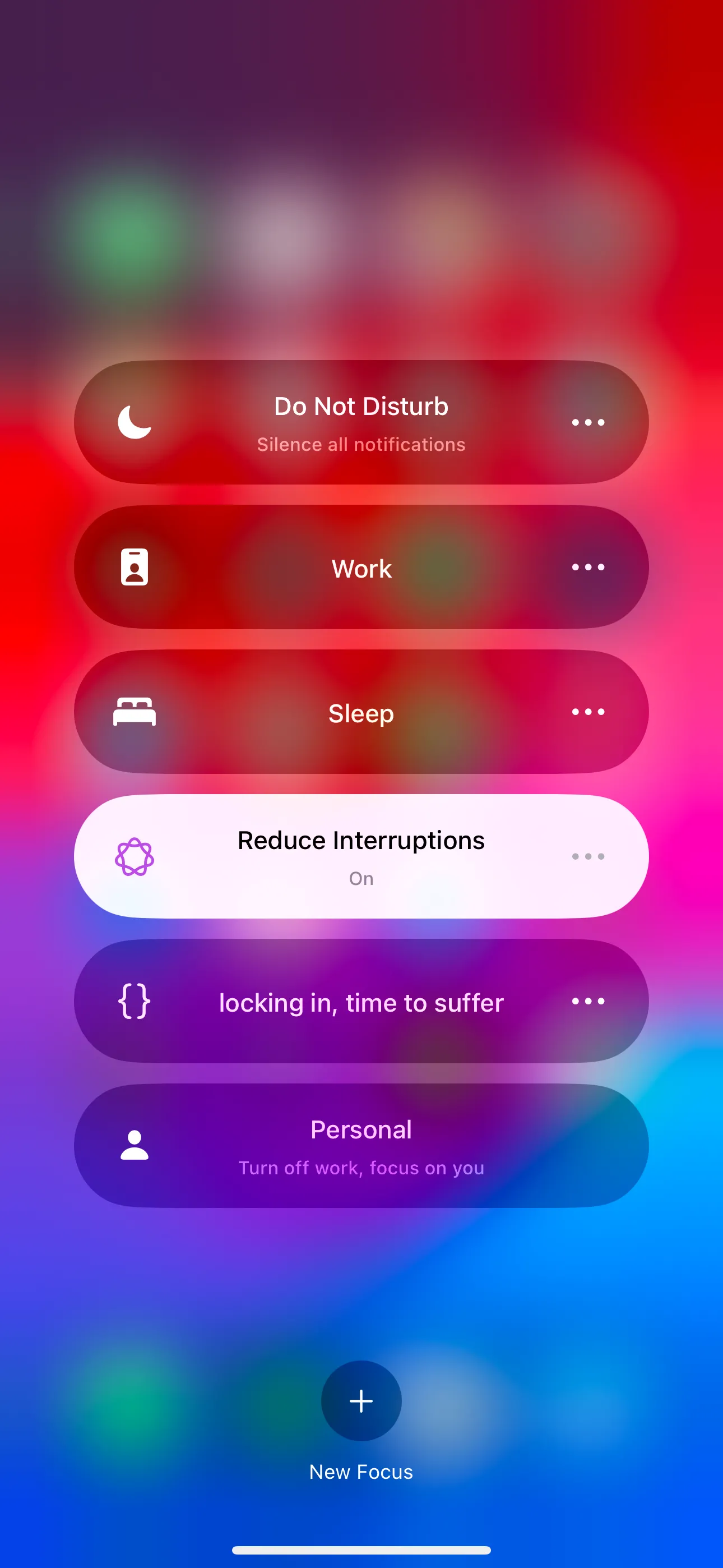 Danh sách các chế độ Tập trung, có chế độ Giảm Gián Đoạn, trên iPhone