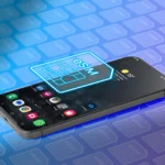 Điện thoại thông minh hiển thị biểu tượng eSIM trên màn hình, minh họa việc không cần SIM vật lý