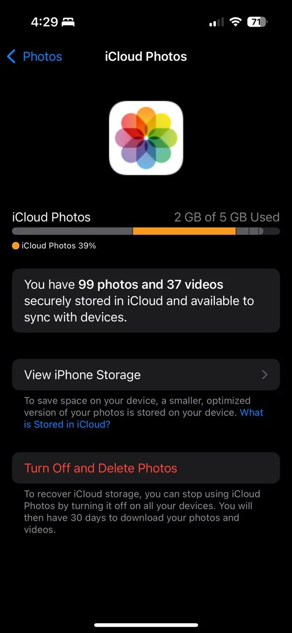 Dung lượng lưu trữ ảnh iCloud