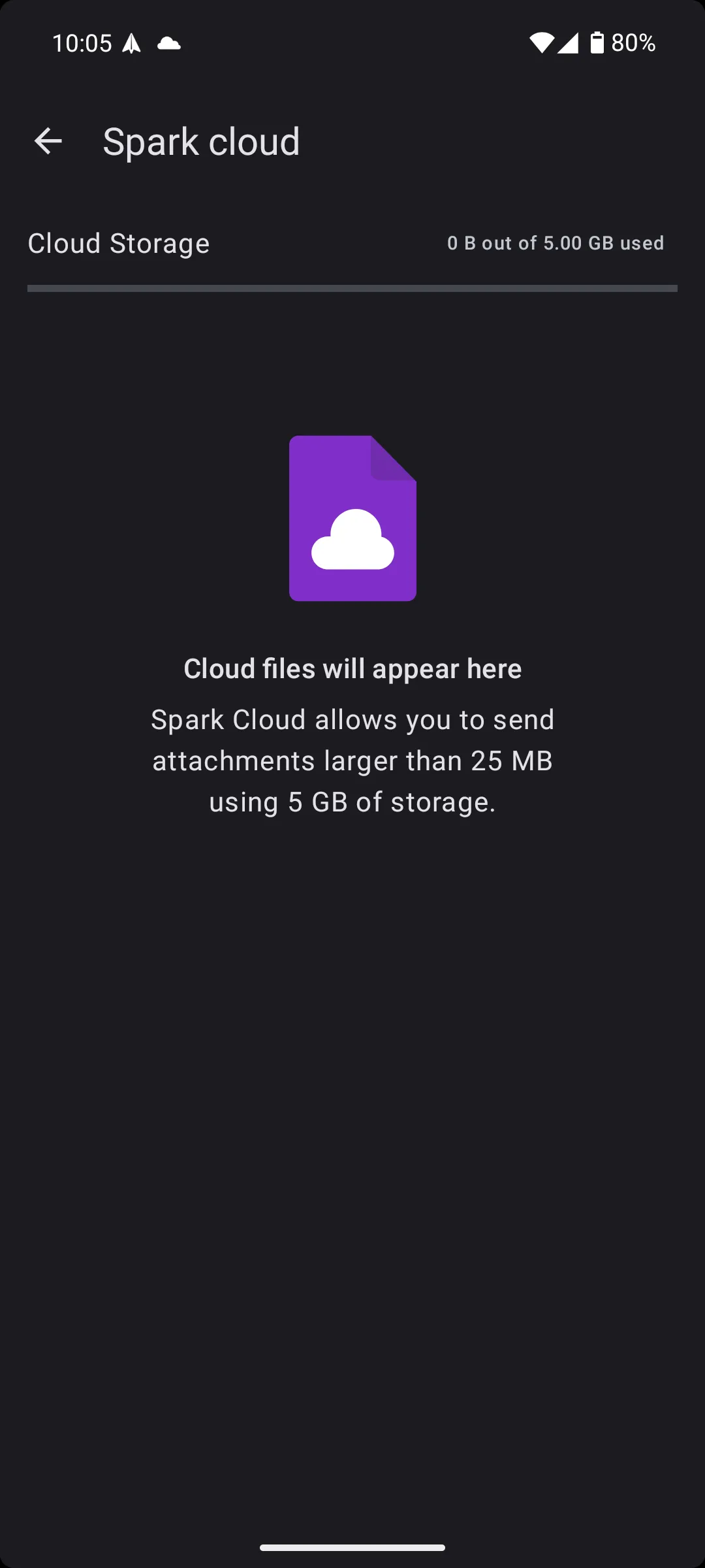 Dung lượng lưu trữ Spark Cloud 5GB trong ứng dụng Spark Mail, hỗ trợ gửi tệp lớn