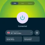 Express VPN được kết nối trên màn hình TV, minh họa giải pháp bảo mật khi sử dụng Wi-Fi công cộng