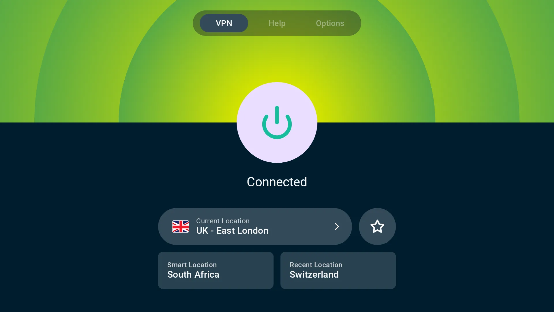 Express VPN được kết nối trên màn hình TV, minh họa giải pháp bảo mật khi sử dụng Wi-Fi công cộng